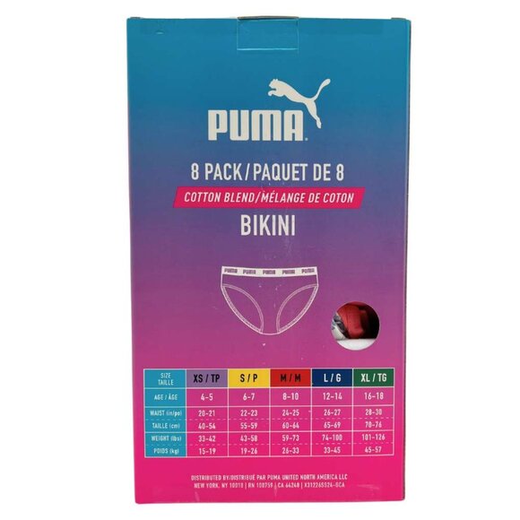 Puma Girl's Pink Multicolour Bikini Underwear | 8 Pack | Size XLarge - Picture 2 of 3